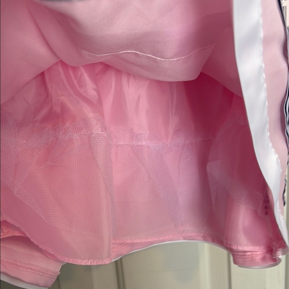 Rare Editions Pink Dress with Navy Striped Accents and Bow with matching hat - Picture 7 of 14